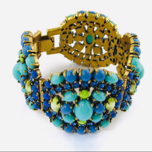 :: S&D💙🎋SeaGoddess BlueGreen Statement Bracelet - Picture 4 of 8